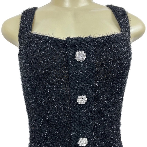 Zara Jeweled Button Metallic Thread Knit Mini Dress Size M - Picture 4 of 9